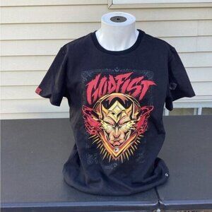 TROPICAL Y2K BOHO INDIE Men's Riot Games Godfist Heavy BlackT-Shirt Size XL
